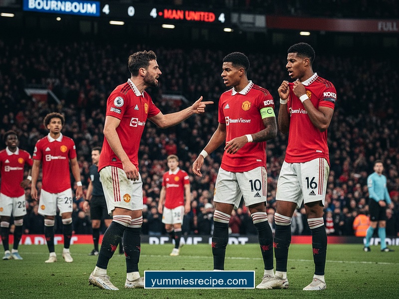 The unseen moment furious Bruno Fernandes delivers rollocking to two Man United team-mates in post-match argument after blowing lead THREE TIMES in Bournemouth 4-4 thriller